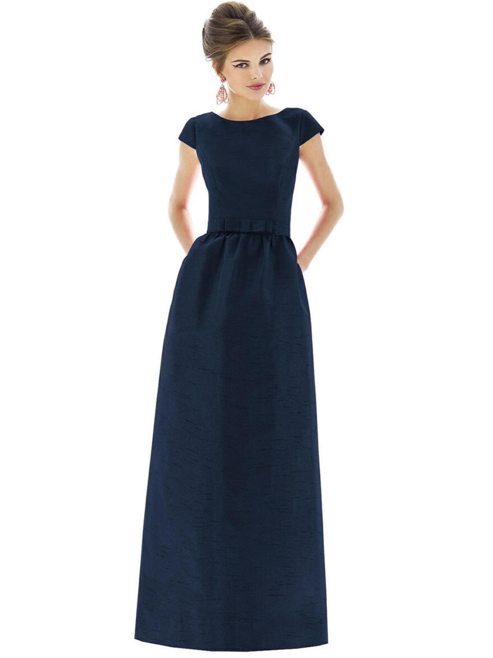 ALFRED SUNG Nordstrom’s Navy Blue Gown with Bow Belt